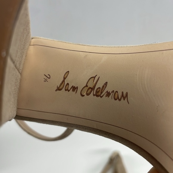 New Sam Edelman Yaro Nude Suede Strappy Heels Size 7.5 - Picture 8 of 10